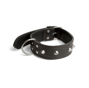 COLLAR EN CUERO SILLERO NEGRO CON ADORNOS PARA PARRO GRANDE