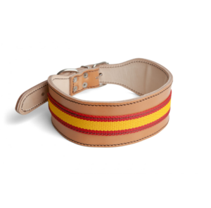 COLLAR EN PIEL VAQUETILLA BANDERA DE ESPAÑA PARA MASTIN