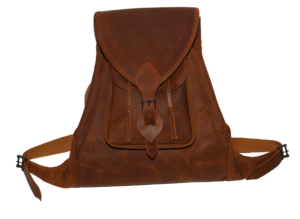 ZURRON EN CUERO ENGRASADO COÑAC CON BOLSILLO EXTERIOR